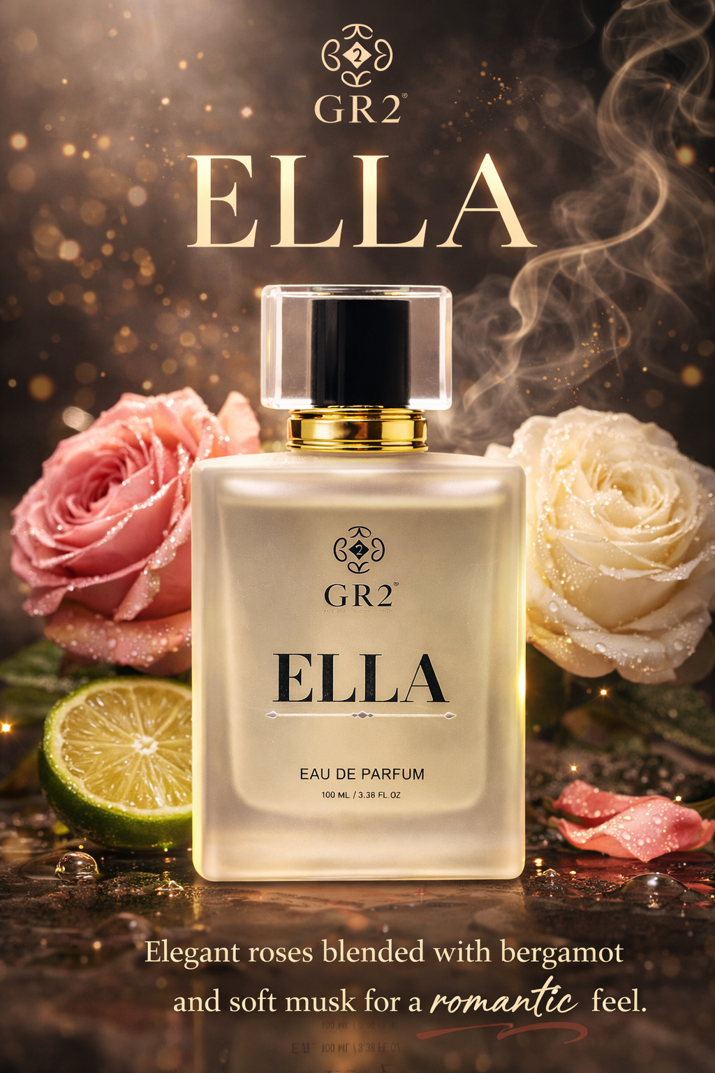 Ella - - Eau de Parfum for Women with Elegant roses blended with bergamot and soft musk for a romantic feel. 100 ml Spray