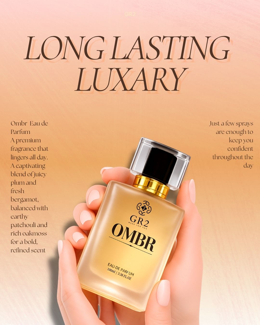 Ombr - Eau de Parfum for Men Fragrance with Juicy plum and bergamot with earthy patchouli and oakmoss. 100 ml Spray
