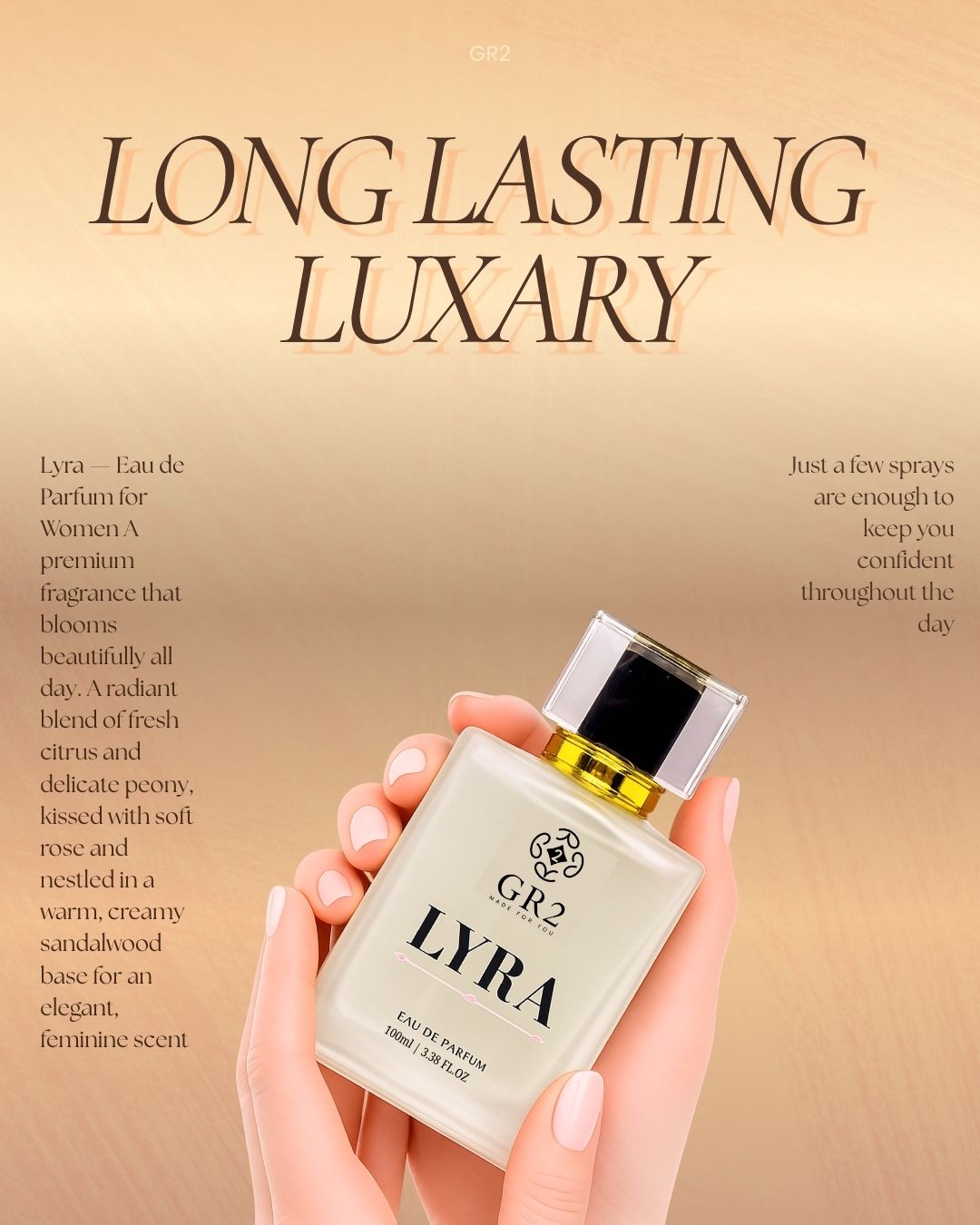 Lyra - Eau de Parfum for Women with Fresh citrus and peony with soft rose on a warm sandalwood base.100 ml Spray